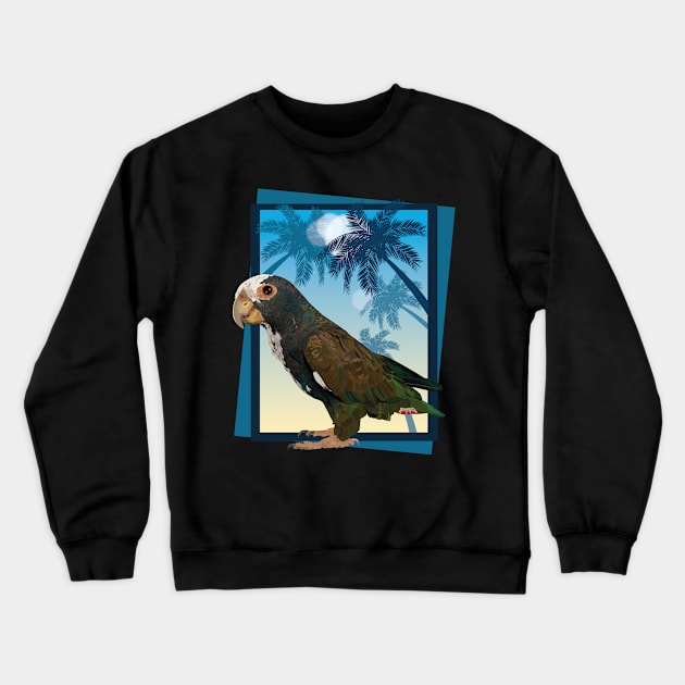 white-crowned parrot Crewneck Sweatshirt by obscurite